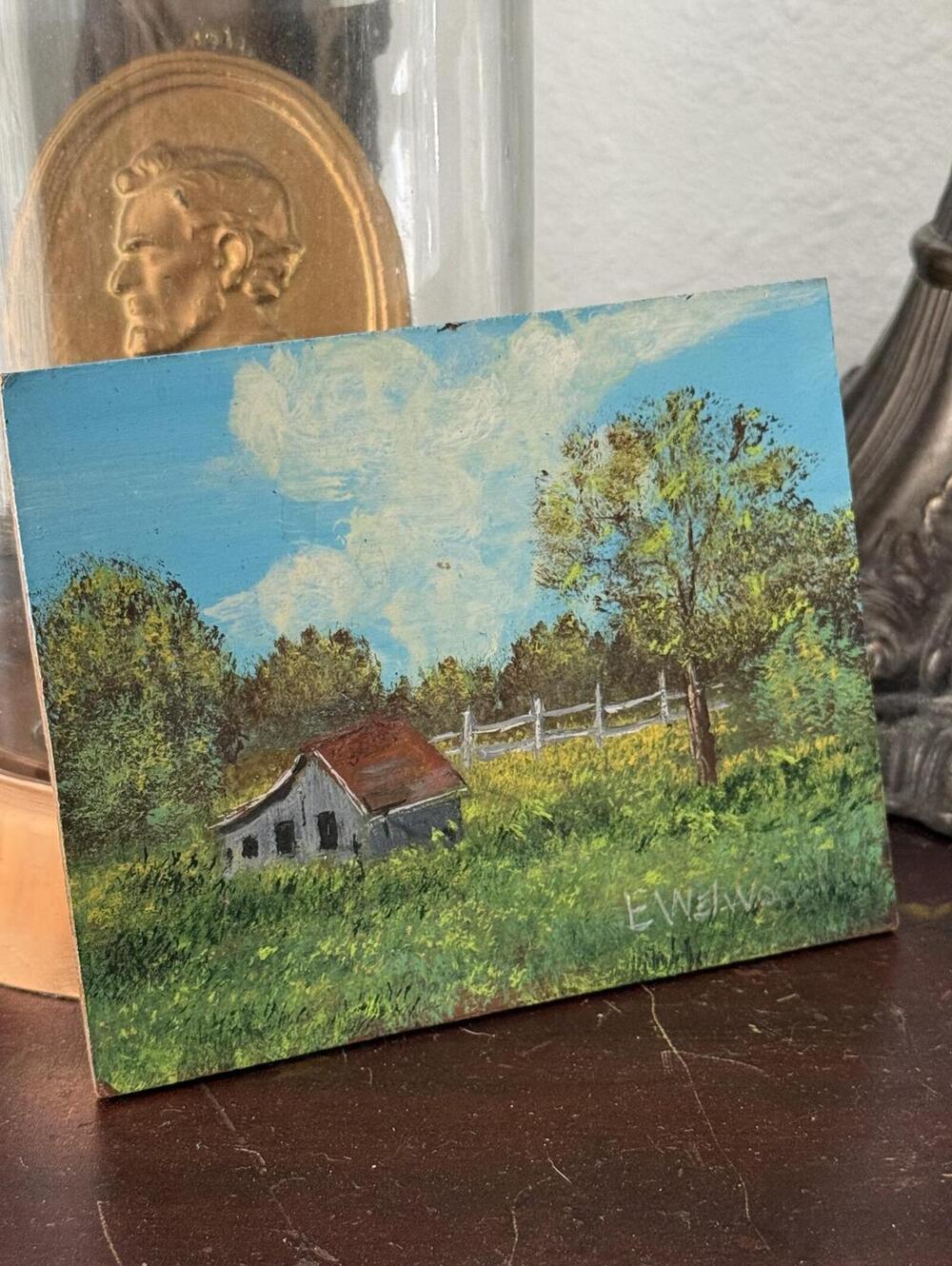 Vintage Farm shack Painting on Board